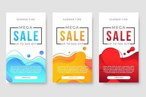 Set of 3 dynamic modern fluid design for mega sale banners vector