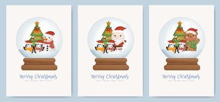 tarjetas de navidad y tarjetas de felicitación de año nuevo con linda santa claus. vector