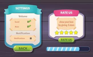 Casual Game UI menu pop up buttons vector