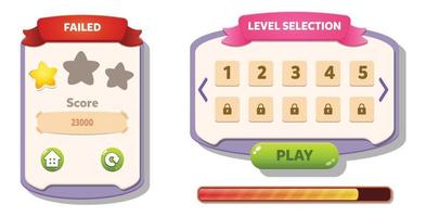 Casual Game UI menu pop up buttons vector