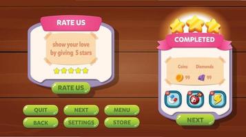 Casual Game UI menu pop up buttons vector