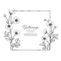 Hand drawn buttercup floral greeting card background. vector