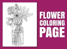 Flower coloring page. Coloring book page for adults and children. vector