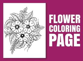 Página para colorear de flores. página de libro para colorear para adultos y niños. vector