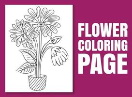 Página para colorear de flores. Página de libro para colorear para adultos y niños. vector