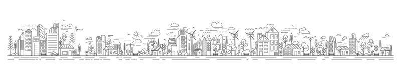 City Building Line art Vector Illustration template