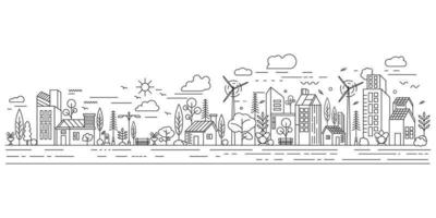 City Building Line art Vector Illustration template