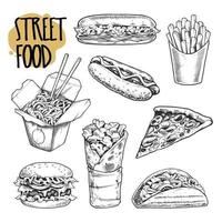 Street Food Retro Illustrations Vector Set