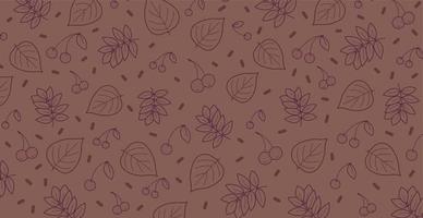 Red background with many autumn foliage - Vector