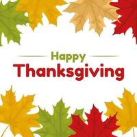 Happy Thanksgiving day card with maple leaves vector