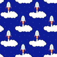 Space pattern with rockets for children vector illustration