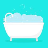 Bath with foam and soap bubbles isolated vector illustration