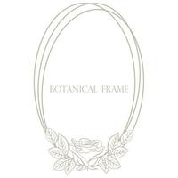 Oval frame with rose and leaves vector illustration