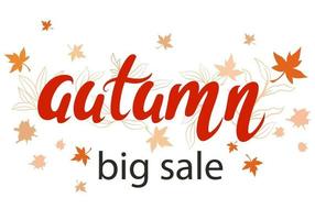 Autumn sale handmade lettering vector illustration