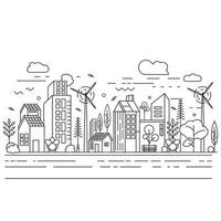 City Building Line art Vector Illustration template