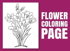 Página para colorear de flores. Página de libro para colorear para adultos y niños. vector