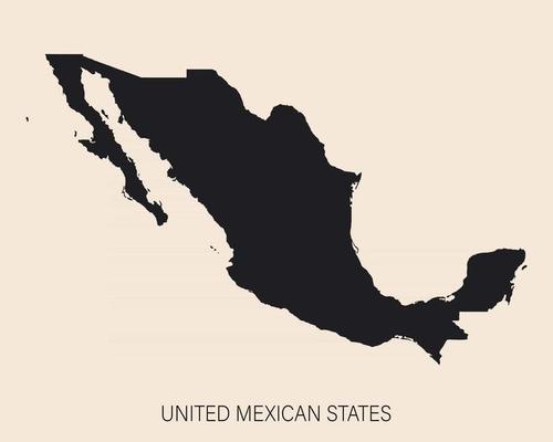 Highly detailed Mexico map with borders isolated on background