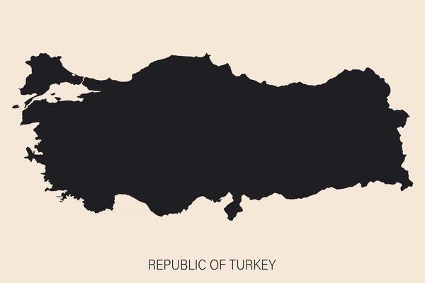 Highly detailed Turkey map with borders isolated on background