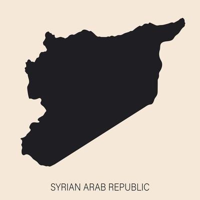 Highly detailed Syria map with borders isolated on background