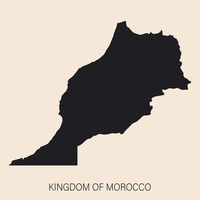 Highly detailed Morocco map with borders isolated on background