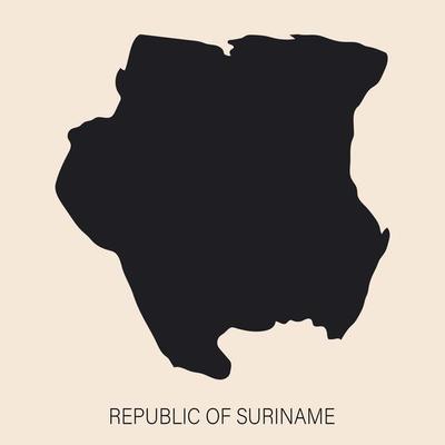 Highly detailed suriname map with borders isolated on background