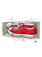 Beautiful sneakers. Vector illustration. Youth shoes.