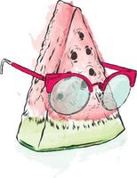 Watermelon in glasses. Vector illustration.