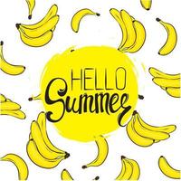 A ready-made card design with beautiful bananas vector