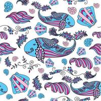 Collection of doodle sea and marine patterns. vector