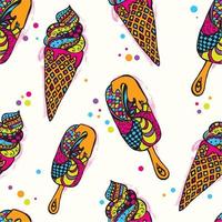 Ice cream in a cone on a stick in a vector. Vector illustration