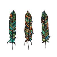 Feathers with patterns. Vector illustration