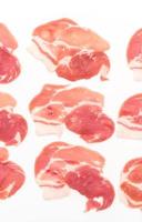 Fresh pork sliced on white background photo