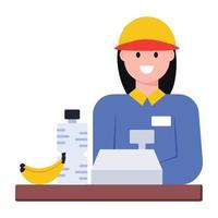 Cashier and Shopping vector