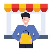 Shopping Boy and Buyer vector