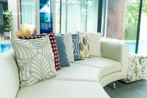 Pillows decoration on a sofa in a living room photo