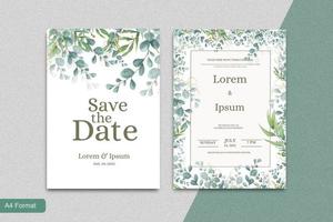 Wedding Invitation Template with Eucalyptus vector