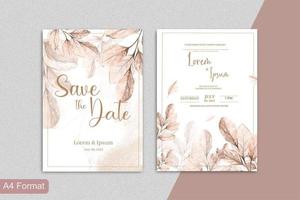Wedding Invitation Template with Watercolor Rose Gold Flower vector