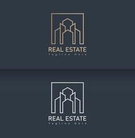 Building logo with line art style. city building abstract for logo vector