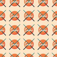 Sushi logo with sticks Vector seamless pattern Wrapping paper design