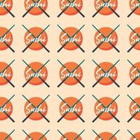 Sushi logo with sticks Vector seamless pattern Wrapping paper design