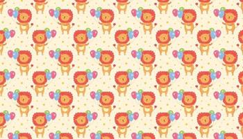 Happy birthday pattern, banner lion with balloons vector