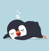 lindo, pequeño, pingüino, sueño, garabato, caricatura vector