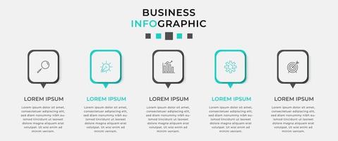 Plantilla de negocio de diseño infográfico con iconos y 5 opciones o pasos. vector