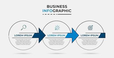 Plantilla de negocio de diseño infográfico con iconos y 3 opciones o pasos. vector