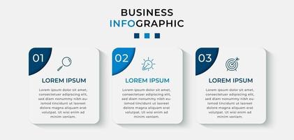 Plantilla de negocio de diseño infográfico con iconos y 3 opciones o pasos. vector