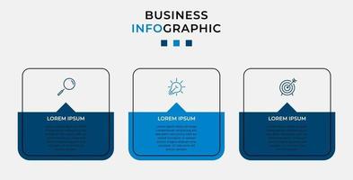 Plantilla de negocio de diseño infográfico con iconos y 3 opciones o pasos. vector