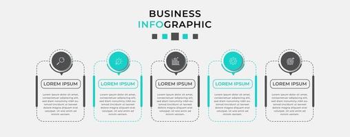 Plantilla de negocio de diseño infográfico con iconos y 5 opciones o pasos. vector