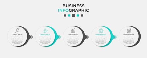 Plantilla de negocio de diseño infográfico con iconos y 5 opciones o pasos. vector