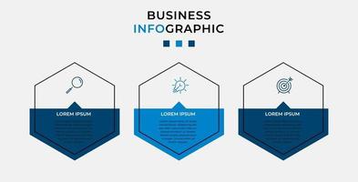 Plantilla de negocio de diseño infográfico con iconos y 3 opciones o pasos. vector