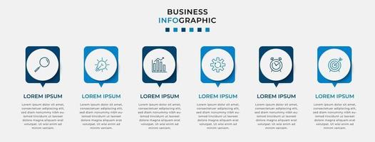 Infographic design business template with icons and 6 options or steps vector